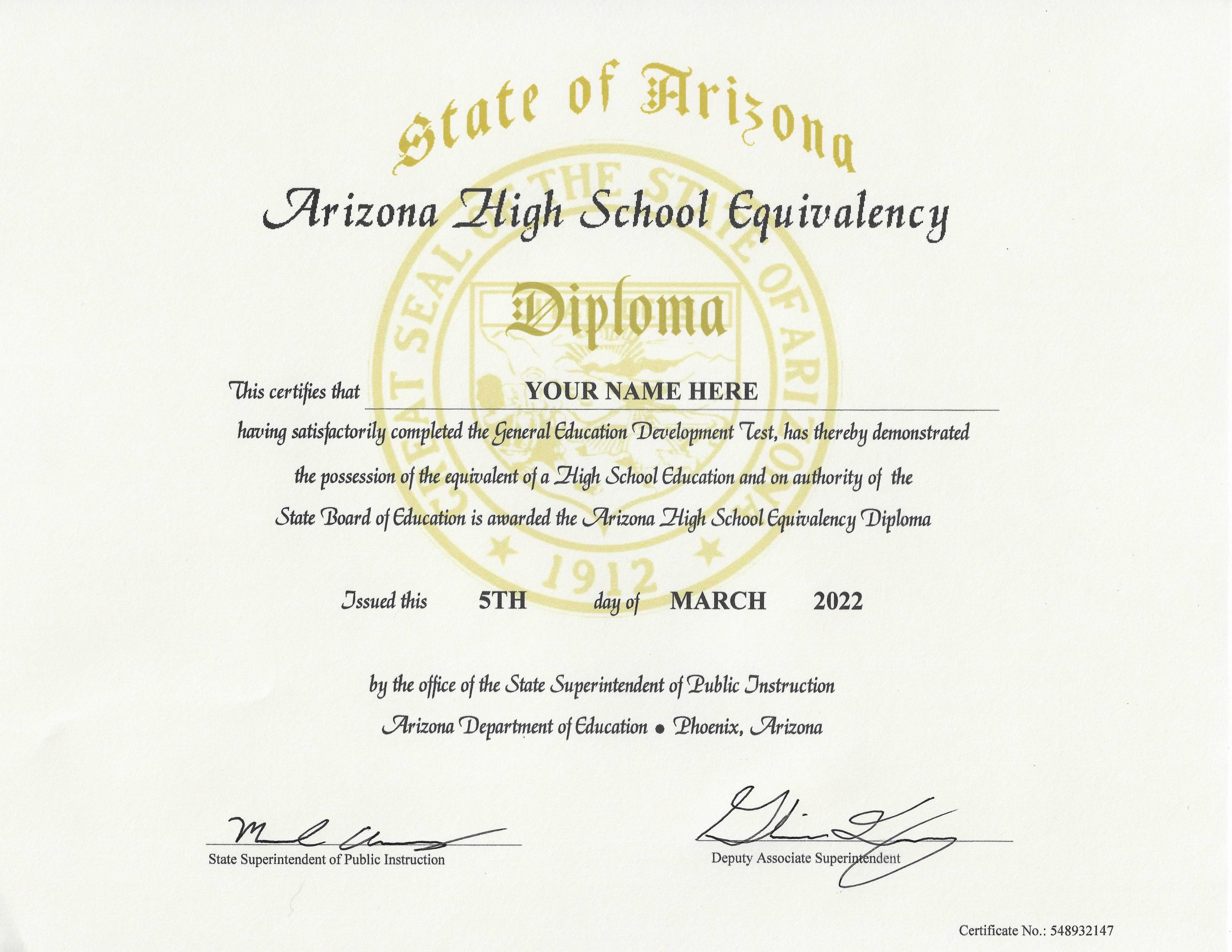 Fake GED AZ Fake GEDs AZ fake diploma image